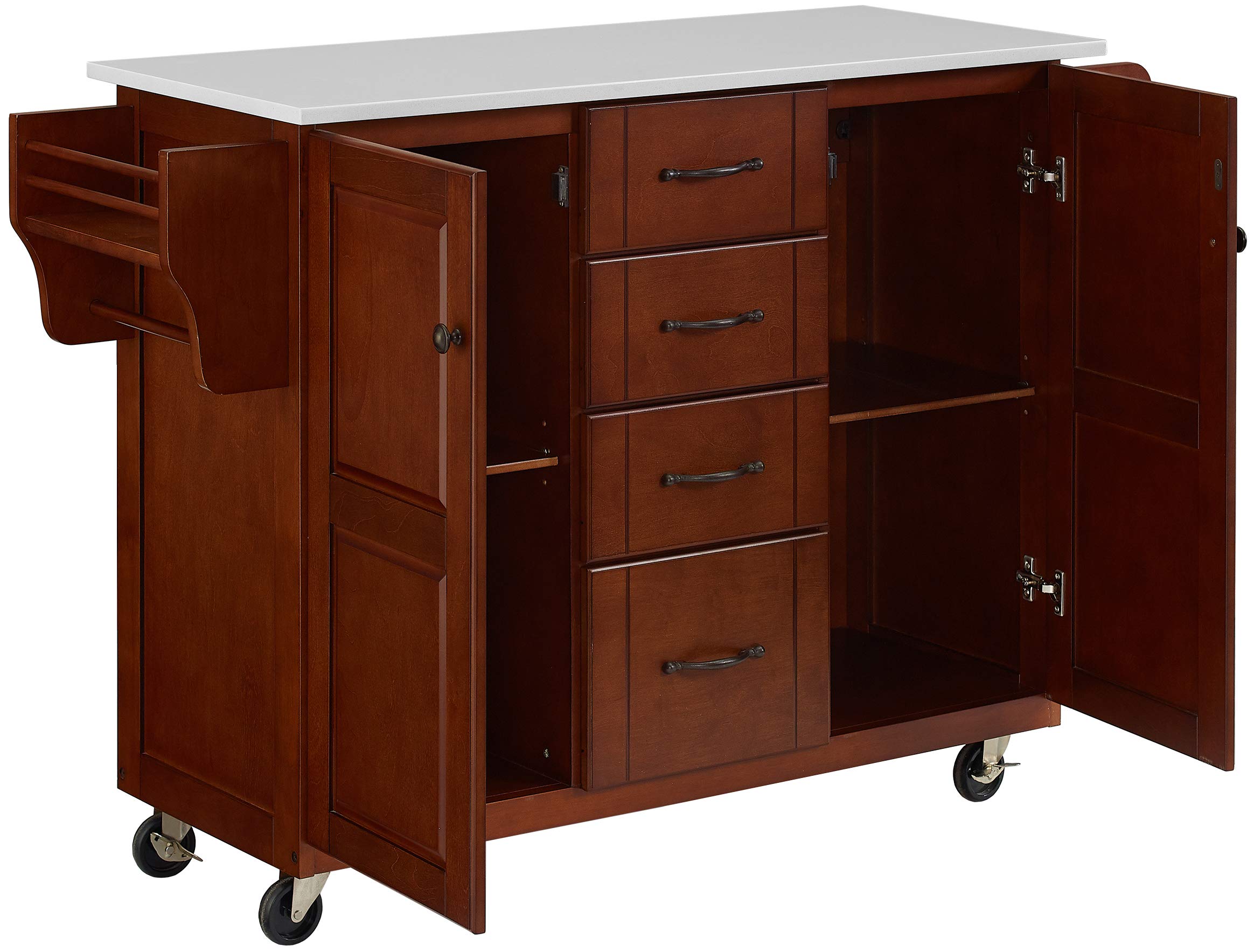 Crosley Furniture Eleanor Stone Top Rolling Cart and Kitchen Island - Thumbnail 5