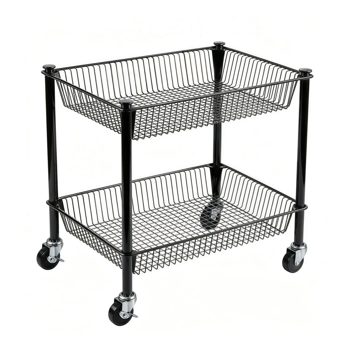 2 Tier Rolling Pantry Cart on Wheels Thick Metal Pantry Floor Organizer Small Utility Cart for Small Space, Fruit Vegetables Rac