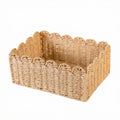 Scalloped Basket, Paper Rope Wicker Storage Baskets 14 L x 10.5 W x 5.9 H, Hand Woven Baskets for Shelves, Rattan Organizing 