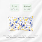 Elegant Comfort Ultra Soft Set Of 2 Floral Print Pillowcases - 1500 Premium Hotel Quality Microfiber, Soft And Smooth Envelope Closure 2-Piece Pillow Covers - Standard/Queen, Gold Jenna