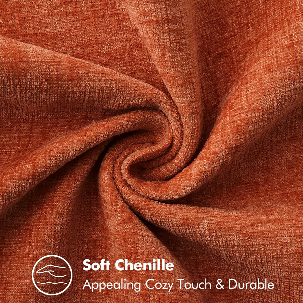 Miulee Pack Of 2 Couch Throw Pillow Covers 20X20 Inch Rust Farmhouse Decorative Pillow Covers With Stitched Edge Soft Chenille Solid Dyed Fall Pillow Covers For Sofa Bed Living Room