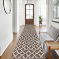 UArtlines Extra Long Runner Rug for Hallway 2.6  12feet Non Slip Kitchen Floor Carpet Runners Brown Geometric Pattern Machine W