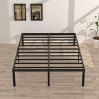 Upcanso 18 Inch Queen Bed Frame No Box Spring Required, Metal Platform Queen Size Bed Frames With High Storage, Eassy Assembly 3,500 Lbs Heavy Duty Bedframes, Black