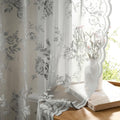 Gray Lace Curtains 80 Inches Long 2 Panels Victorian Grey Floral Sheer Curtains for Living Room Bedroom Botanical Embroidery Dec
