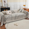 HOKIPO Printed Chenille Sofa Cover 1 Seater Throw Blanket, Midnight Black