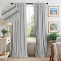 Light Grey Blackout Curtains 84 Inch Length 2 Panels for Dining Room Darkening Curtain for Bedroom Gray Linen Textured Black Out