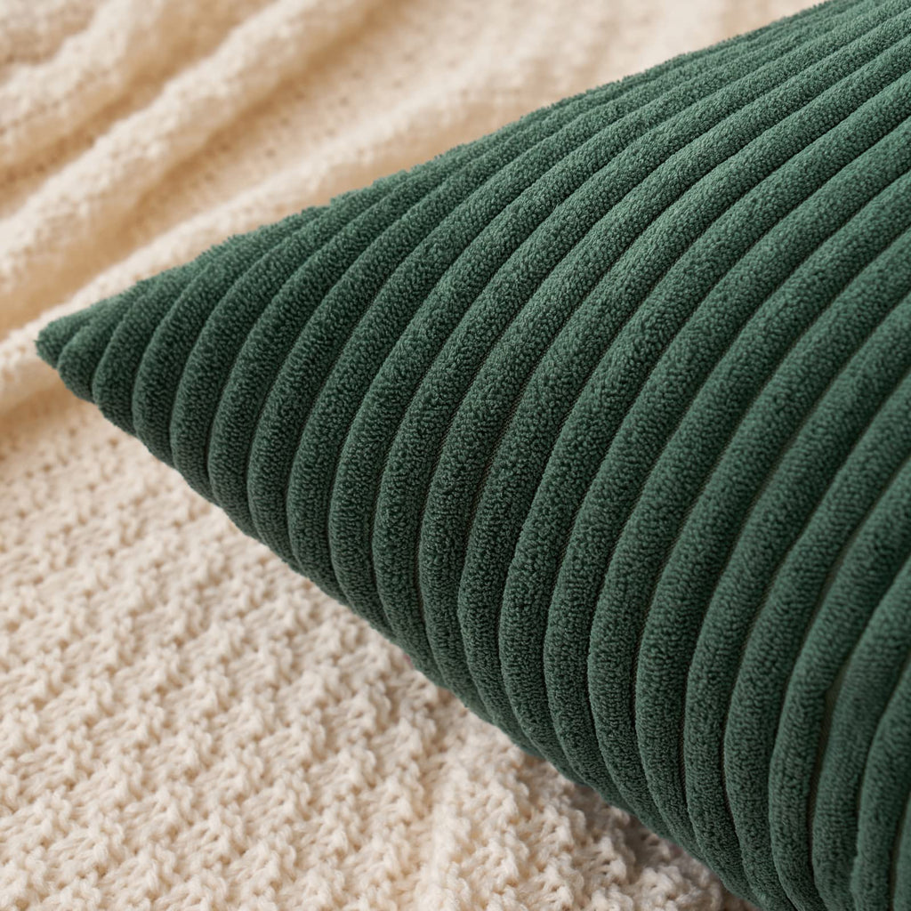 Miulee Pack Of 2 Army Green Corduroy Pillow Covers Soft Boho Striped Throw Pillow Covers Set Decorative Square Cushion Cases Pillowcases For Spring Sofa Bedroom Couch 18 X 18 Inch