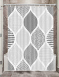 Jawo Grey Camper Rv Shower Curtain For Travel Trailer Bathroom, Gray Retro Bohemian Geometric Camping Small Narrow Fabric Shower
