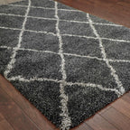 HomeRoots 507888 6 x 9 ft. Charcoal & Gray Geometric Shag Power Loom Stain Resistant Rectangle Area Rug