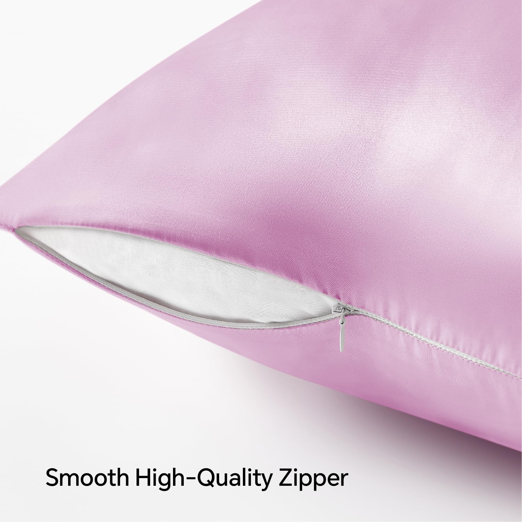 Bedelite Satin Pillowcase With Zipper 2 Pack, Pink Pillow Cases Standard Size, Super Soft And Cooling Similar To Silk Pillow Cas