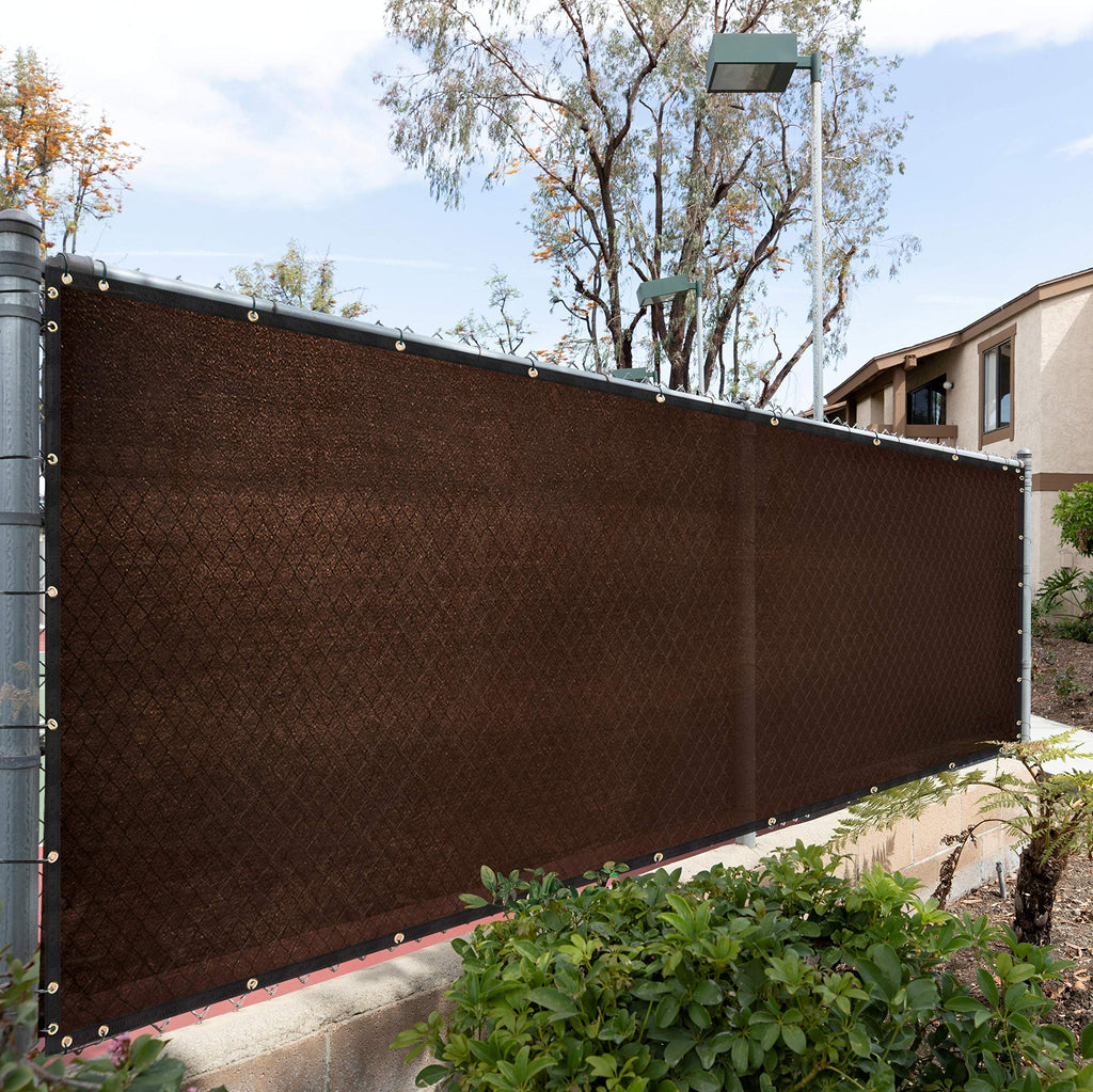 Royal Shade Custom Size 6' X 15' Brown Fence Privacy Screen Windscreen Cover Netting Mesh Fabric Cloth - Cable Zip Ties Included