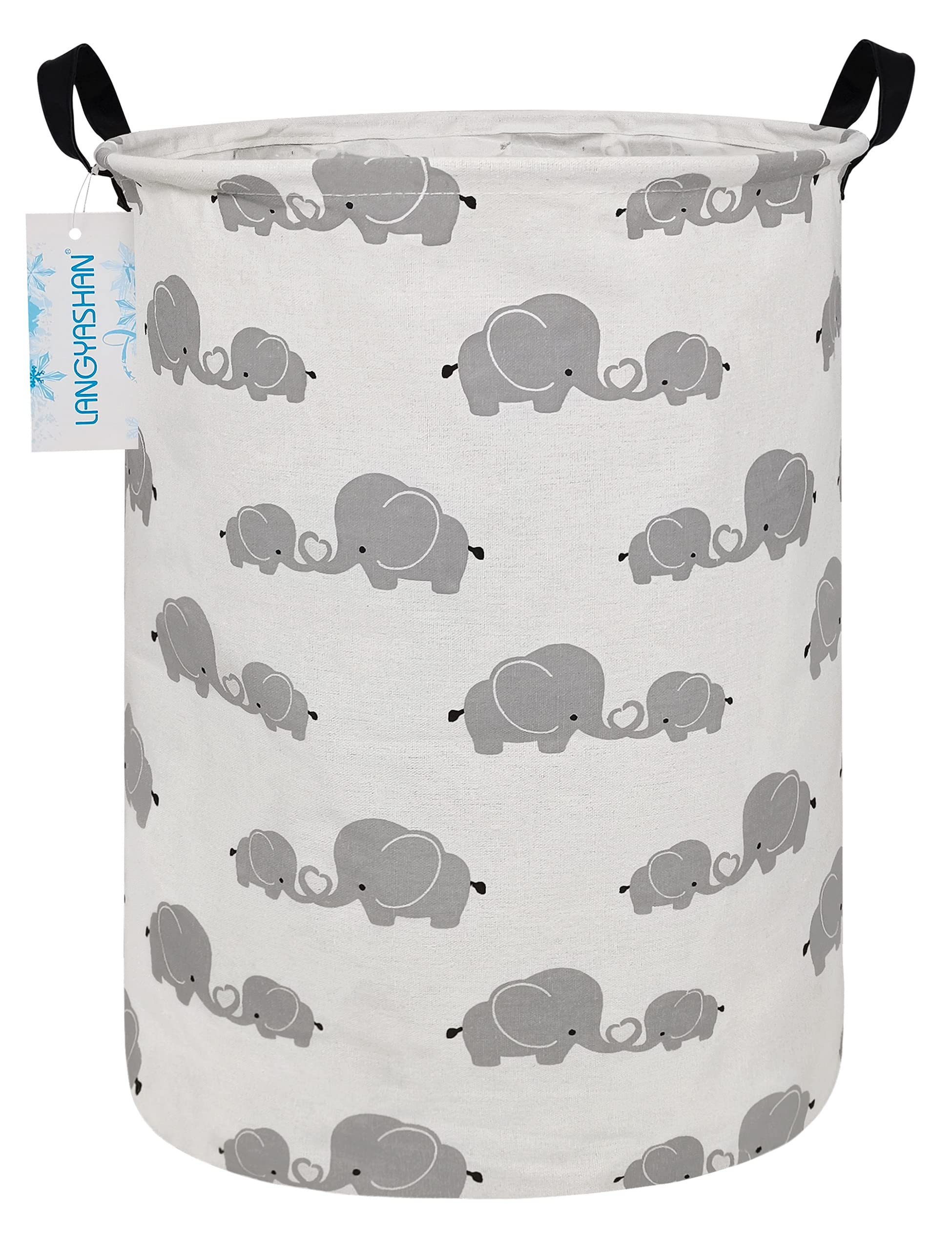 LANGYASHAN Storage Bin, Canvas Fabric Collapsible Organizer Basket for Laundry Hamper,Toy Bins,Gift Baskets, Bedroom, Clothes,Ba