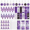 Yaomiao 180 Pcs/ 30 Sets Purple Ribbon Awarness Gift Accessory Include 30 Alzheimer s Awareness Pen 30 Domestic Violence Bookmar