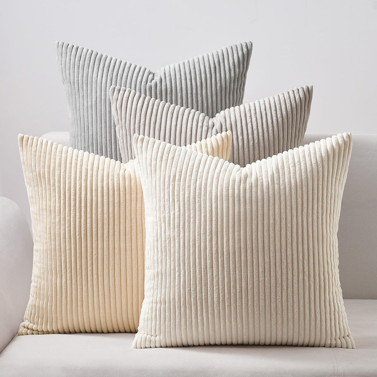 Topfinel 4 Packs Neutral Decorative Throw Pillows Covers 16X16 Inch For Living Room Couch Bed Sofa, Rustic Farmhouse Boho Neutra