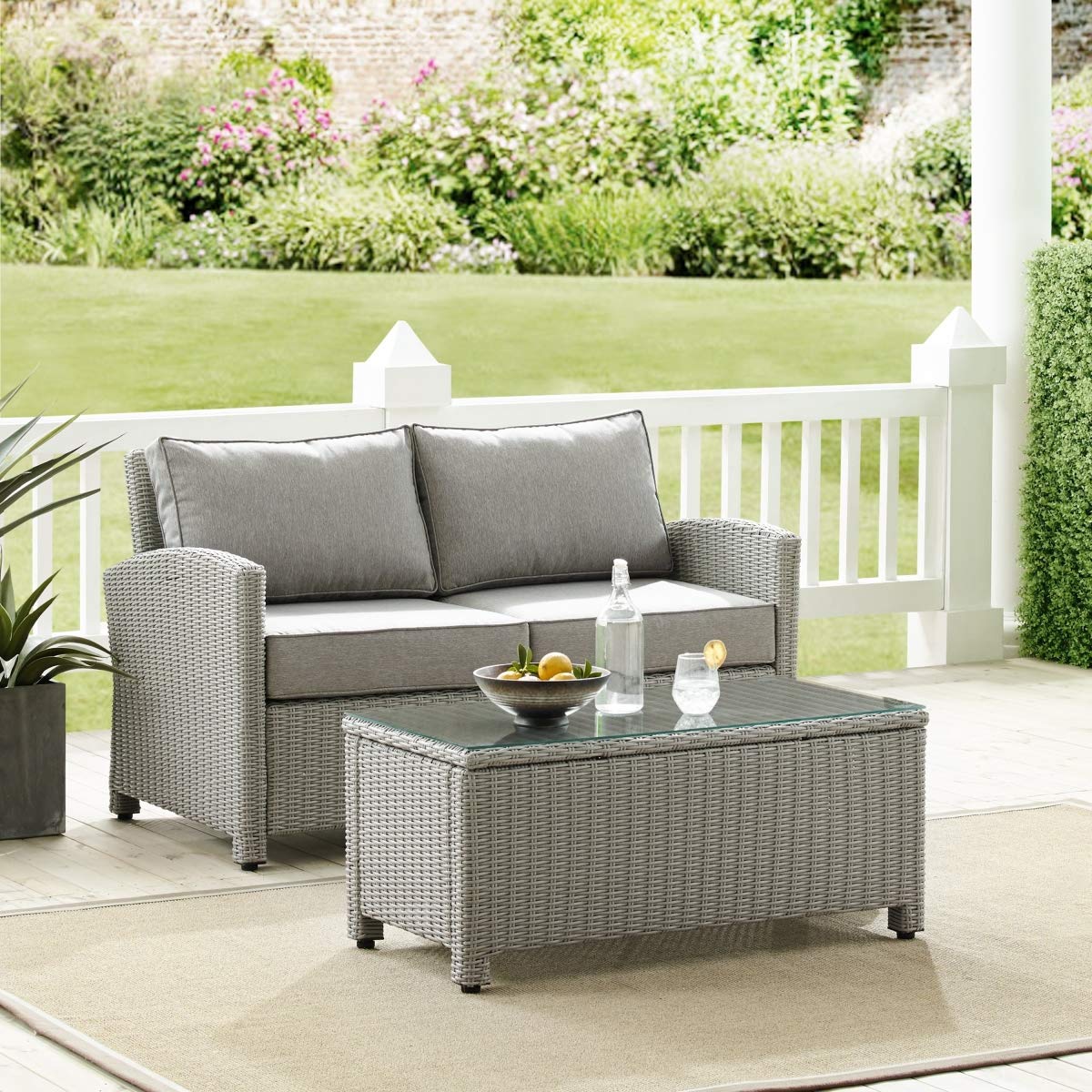 Crosley Furniture Bradenton Outdoor Loveseat Wicker Seating Set