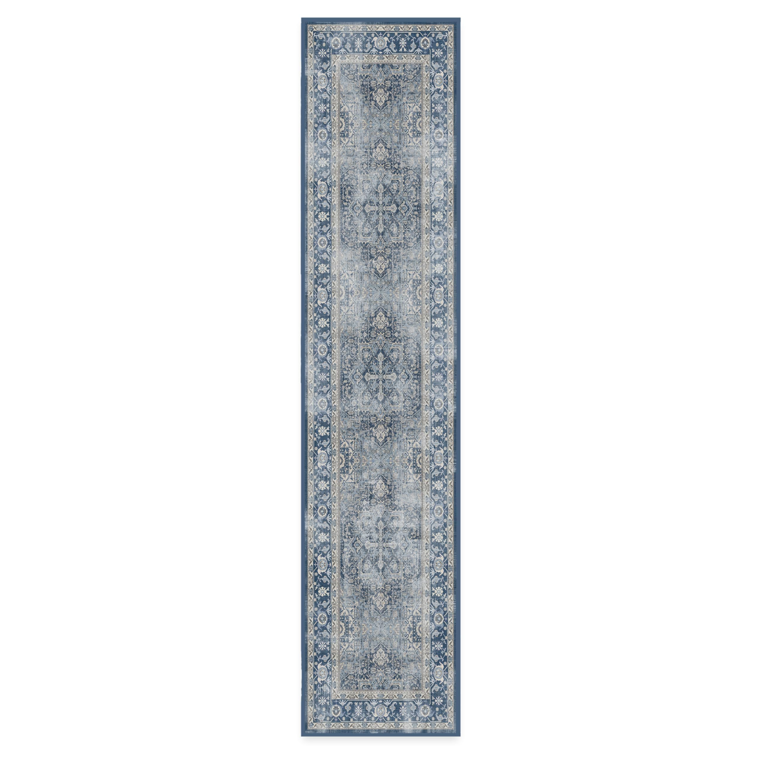 RUGGABLE Kamran Washable Runner Rug - Perfect Vintage Area Rug for Entryway Hallway Kitchen - Non-Slip, Pet & Child Friendly, St
