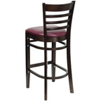 Flash Furniture HERCULES Series Ladder Back Walnut Wood Restaurant Barstool - Burgundy Vinyl Seat