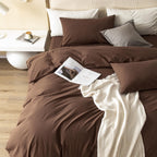Jiyuan 100% Washed Cotton Duvet Cover Set Comfy Simple Style Soft Breathable Textured Durable Linen Feel Bedding For All Seasons