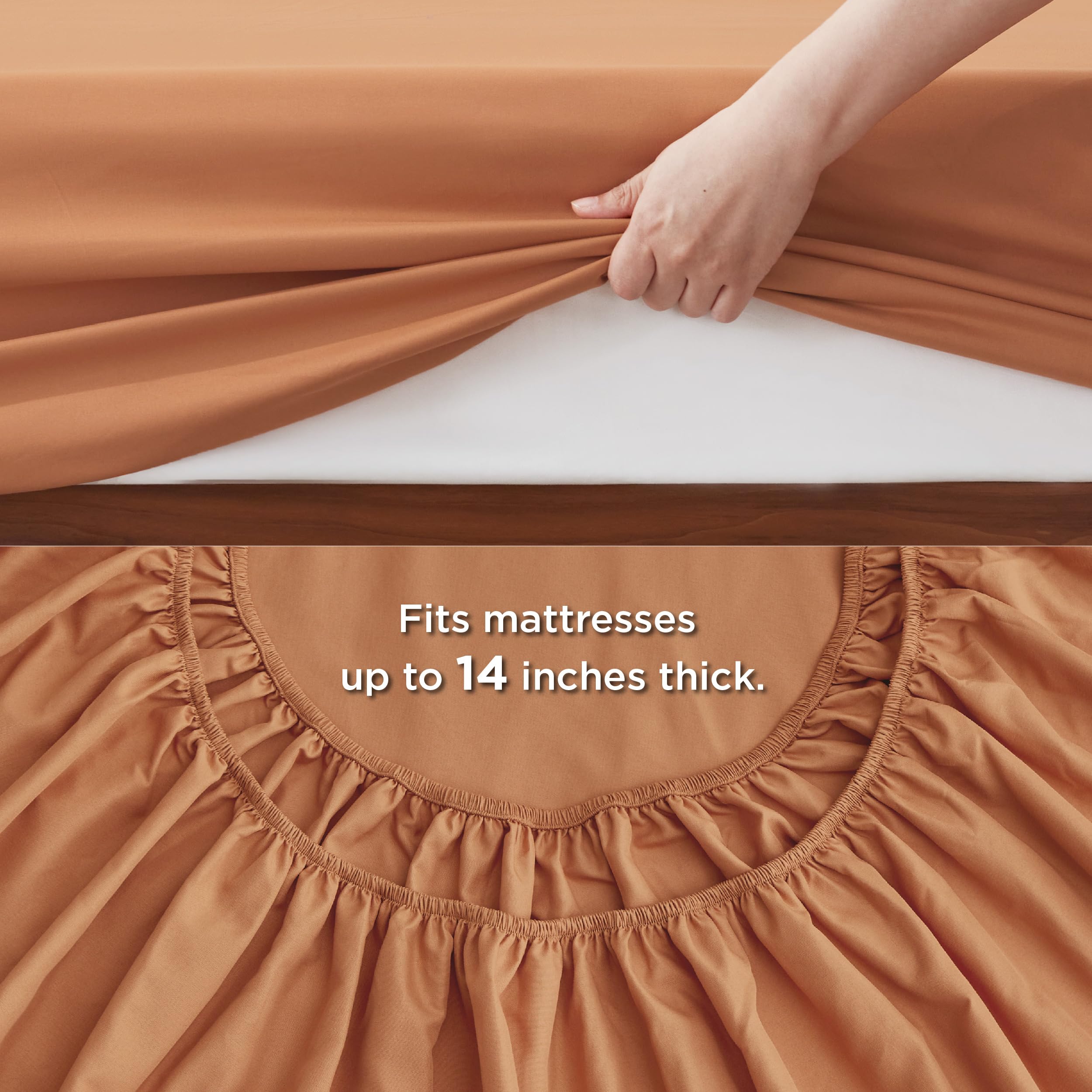 Bedsure Burnt Orange Comforter Set Queen - 7 Pieces Solid Bed In A Bag, Queen Bed Set With Comforter, Sheets, Pillowcases & Shams