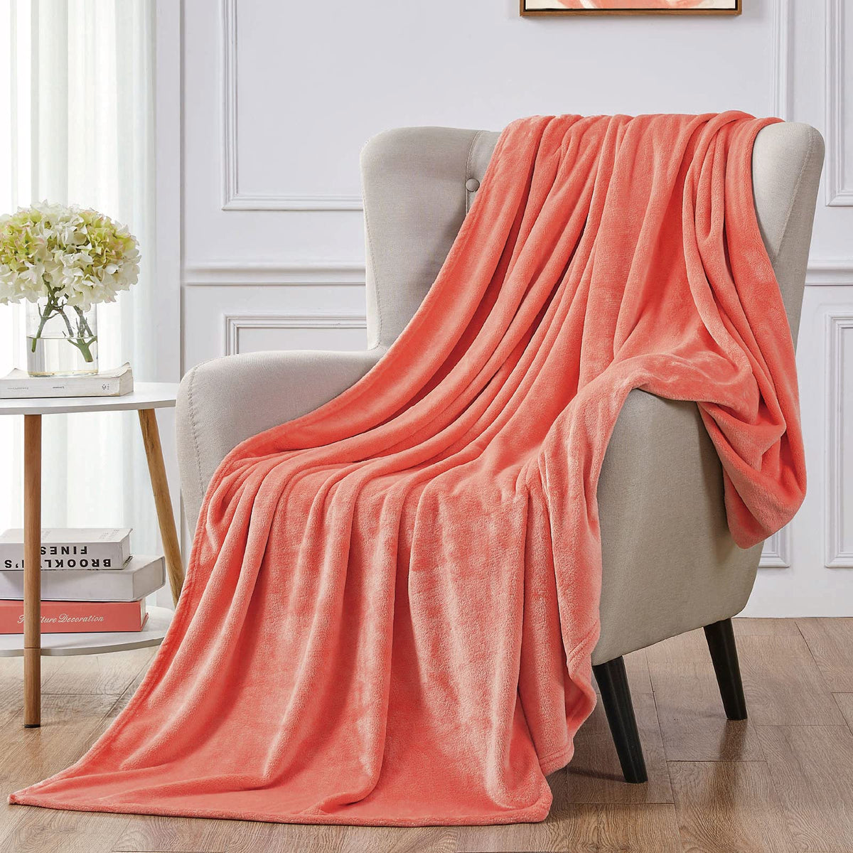 Walensee Fleece Blanket Plush Throw Fuzzy Lightweight (California King Size 108X102Coral) Super Soft Microfiber Cal King Size Fl