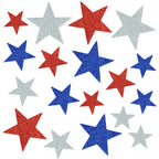 Tongcloud 150pcs Patriotic Glitter Star Foam Glitter Star Foam Sticker July 4th Patriotic Star Stickers Self-Adhesive Independen