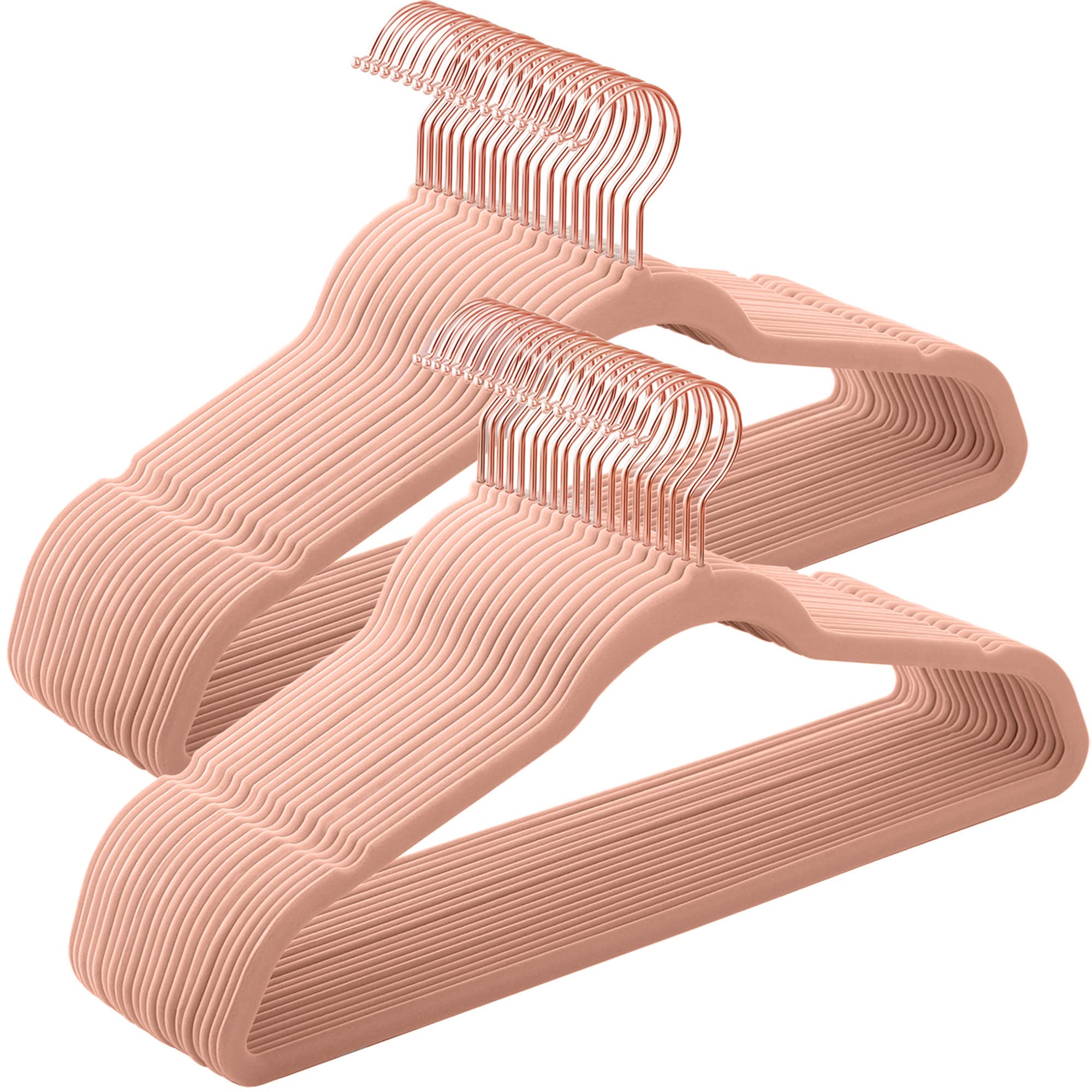 SONGMICS Velvet Hangers 50 Pack, Non-Slip Hangers with Rose Gold-Colored Swivel Hooks, Slim Space-Saving Hangers, Velvet Hangers