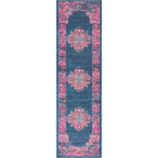 Nourison Passion Blue 2'2' X 10' Area Rug, Boho, Traditional, Easy Cleaning, Non Shedding, Bed Room, Living Room, Hallway, (10' Runner)