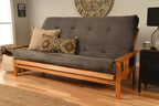 Kodiak Furniture Monterey Queen-Size Futon, Butternut Finish With Suede Gray Mattress