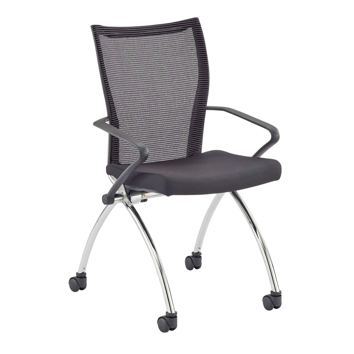 Safco Products Valoré High Back Chair With Arms Tsh1Bb, Black, Reclining Mesh Back, Fabric Seat, Compact Nesting Storage (Qty. 2)