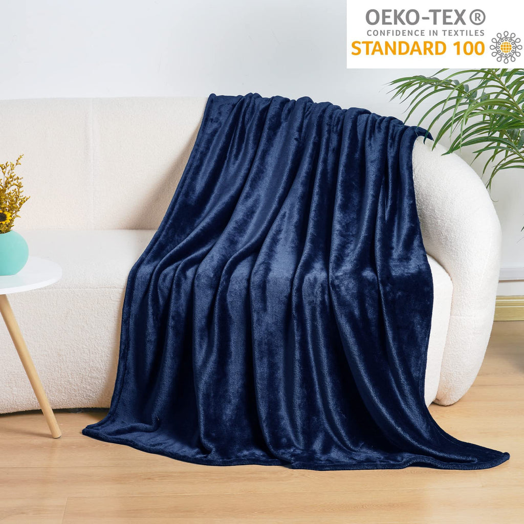 Phf Ultra Soft Fleece Throw Blanket, No Shed No Pilling Luxury Plush Cozy 300Gsm Lightweight Blanket For Bed, Couch, Chair, Sofa Suitable For All Season, 50' X 60', Navy Blue