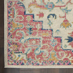 HomeRoots Ivory/Pink Polypropylene 4’ x 6’ Ivory and Pink Medallion Area Rug