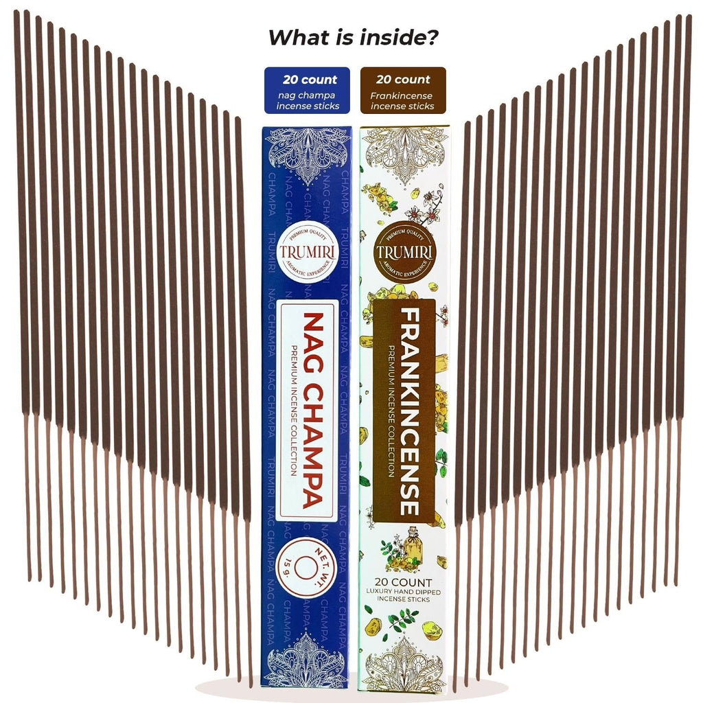Trumiri Incense Sticks - Combo Pack Of 35 Insence-Sticks - 15 Nag Champa + 20 Frankincense - Insenses - Insents - Incents - Insc