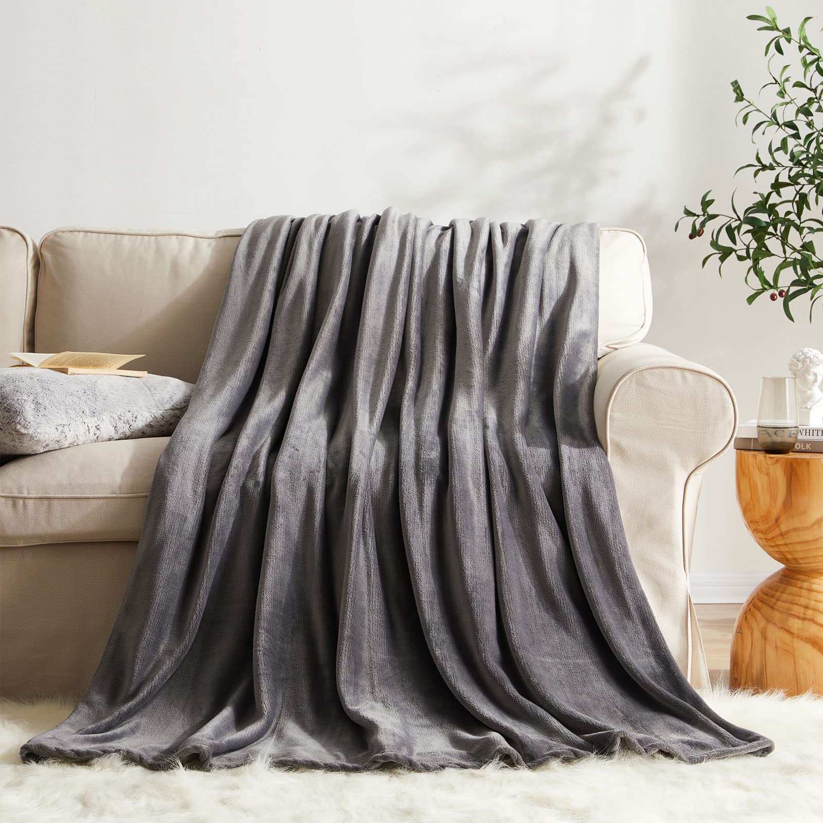Kmuset Fleece Blanket Twin Size Dark Grey Lightweight Throw Blanket Super Soft Cozy Microfiber Blanket Factory Shop