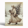 Vintage Santa Claus Art Print,Neutral Christmas Wall Art,Beige Vertical Old World Santa Painting,Winter Holiday Scenes Prints,An