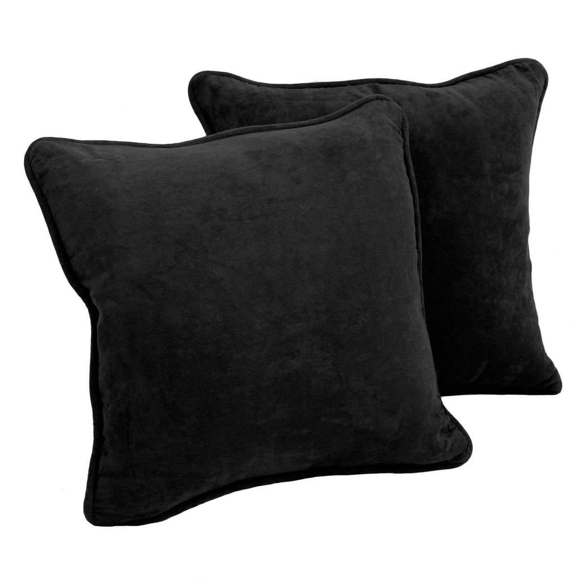 Blazing Needles Corded Microsuede Throw Pillow, 18&quot;, Black 2 Count