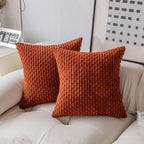 Kevin Textile Pack Of 2 Corduroy Decorative Throw Pillow Covers 26X26 Inch Soft Boho Striped Pillow Covers Modern Farmhouse Home Decor For Spring Sofa Living Room Couch Bed Burnt Brick