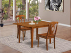 East West Furniture MLNA3-SBR-W 3 Piece Dining Room Furniture Set Contains a Rectangle Wooden Table with Butterfly Leaf and 2 Kitchen Dining Chairs, 36x54 Inch, Saddle Brown