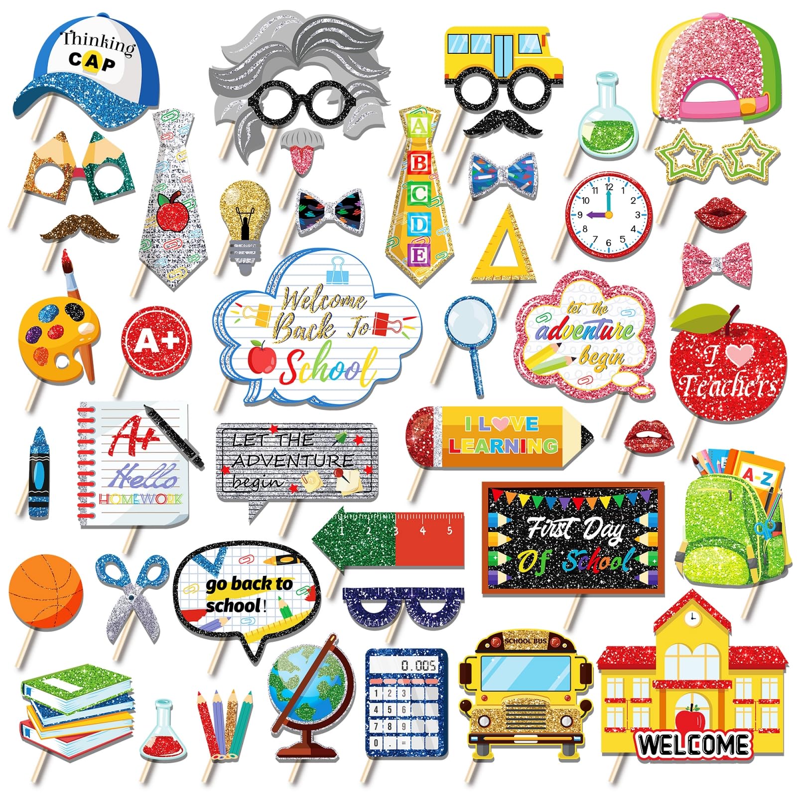 45 Pieces Back To School Photo Booth Props Welcome Back To School Photo Props First Day Of School Party Decoration Welcome Back