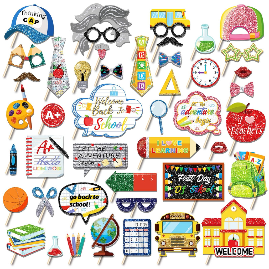 45 Pieces Back To School Photo Booth Props Welcome Back To School Photo Props First Day Of School Party Decoration Welcome Back