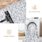 Pauwer Hallway Runner Rug 2'6'X14', Boho Washable Runner Rugs With Rubber Backing, Non Slip Carpet Runner For Hallways, Farmhous