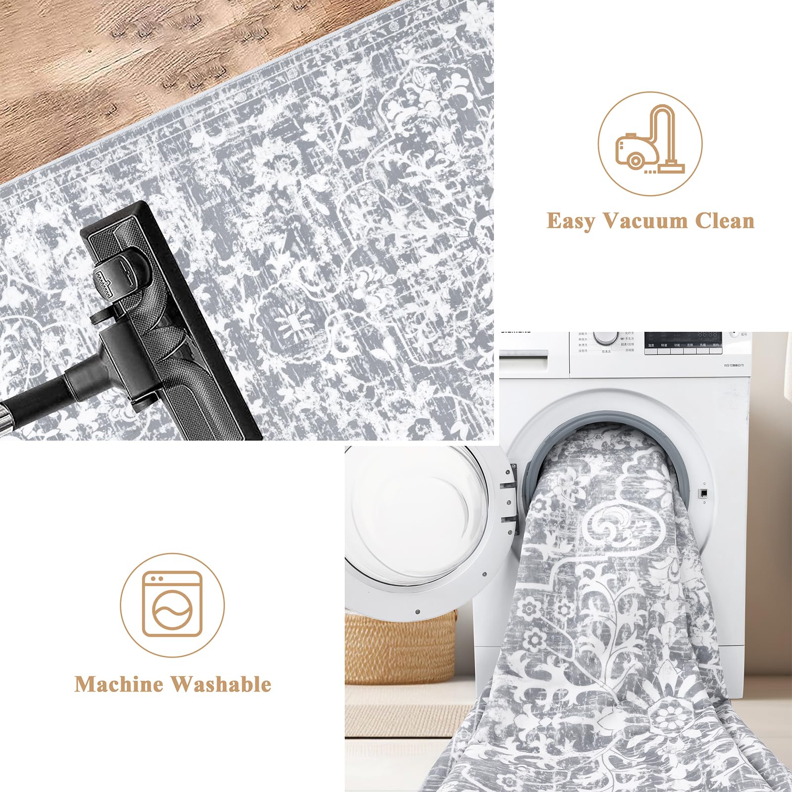 Pauwer Hallway Runner Rug 2'6'X14', Boho Washable Runner Rugs With Rubber Backing, Non Slip Carpet Runner For Hallways, Farmhous