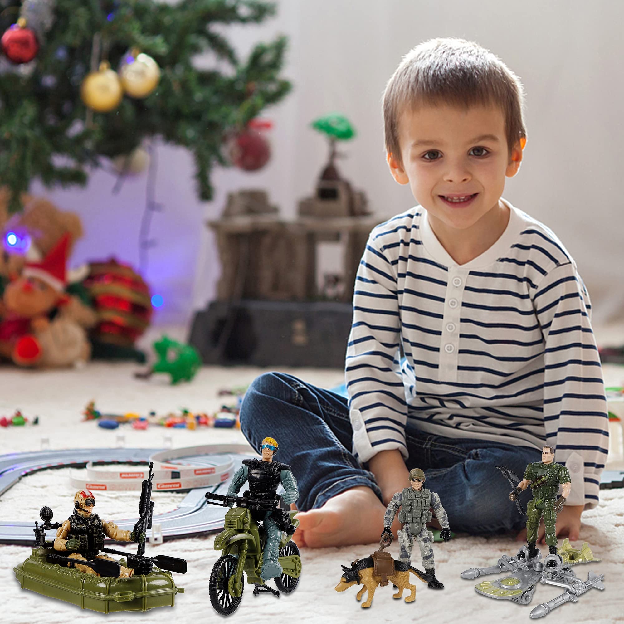 Juegoal Advent Calendar 2024 For Boys, Christmas Countdown Toy Calendars With 24 Different Military Army Man Gear Accessories To