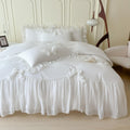 Soukechy Girls Lace Bedding,Full Comforter Cover Set, Chic Ruffled Duvet Cover With Lovely Bow,Princess Style 1 Duvet Cover With