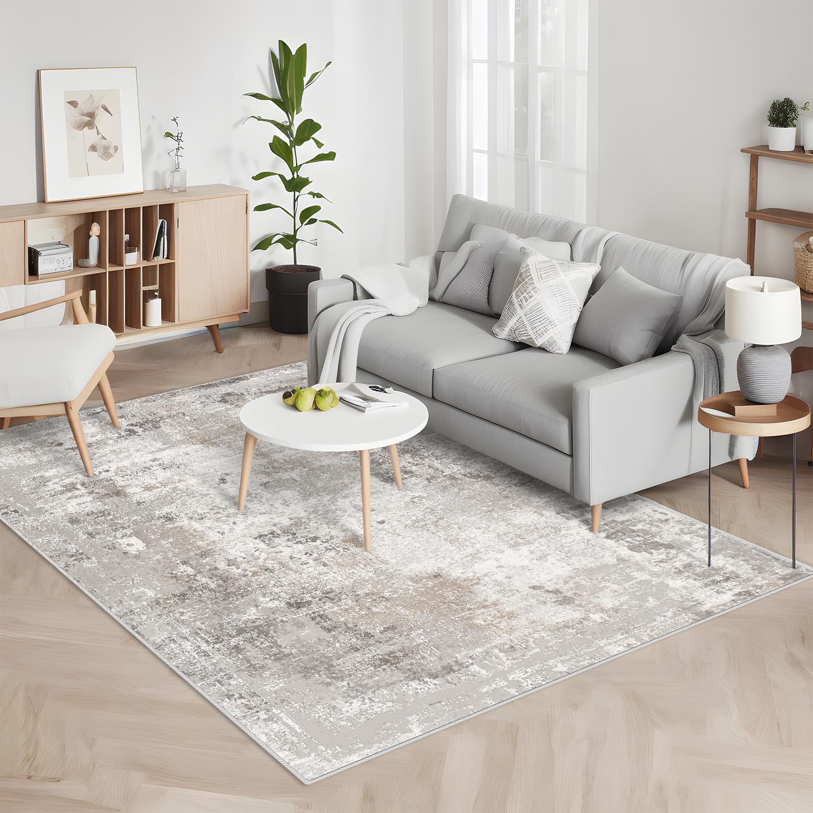 3x5 Machine Washable Rug - Non-Slip Small Throw Rug for Bedroom, Kitchen, Entryway, and Living Room | Soft Low-Pile Stain-Resist
