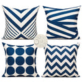 All Smiles Outdoor Waterproof Throw Pillow Covers 18X18 Set of 4,Navy Decorative Cushion Covers Boho Decorations Outside for Pat