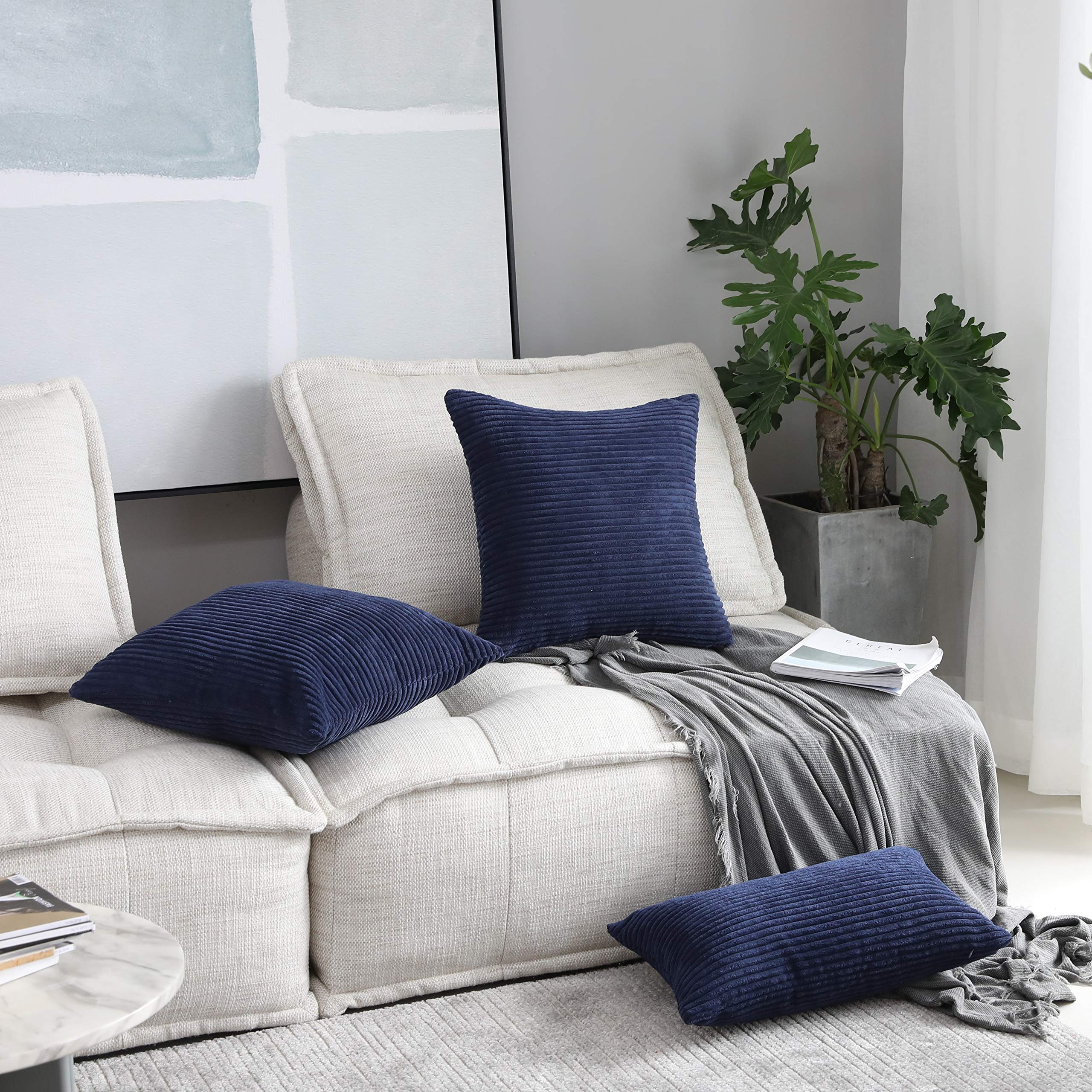 Home Brilliant Decoration Pillow Covers For Decoration Solid Soft Striped Velvet Corduroy Plush Set Of 2 Throw Cushion Cover For