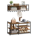VASAGLE Hall Tree with Shoe Bench, Coat Rack Shoe Bench Set, Entryway Furniture, Multifunctional, 12 Metal Hooks, 4-Tier Shoe Ra