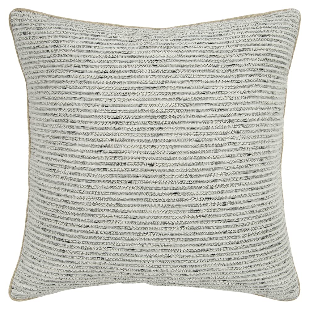 Rizzy Home Donny Osmond Stripe 20" X 20" Cotton Burlap Pillow Cover-Light Gray