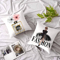 Fcozm Pink Gray Throw Pillow Covers Couch Bed Decorative Pillow Covers Fashion Handbag High Heels Flower Sofa Pillow Covers 18X1