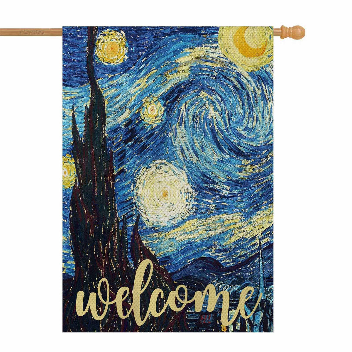 Aoyego Starry Night Welcome House Flag Vertical Double Sided Burlap Farmhouse Yard Outdoor Seasonal Flags Decoration 28 X 40 Inc